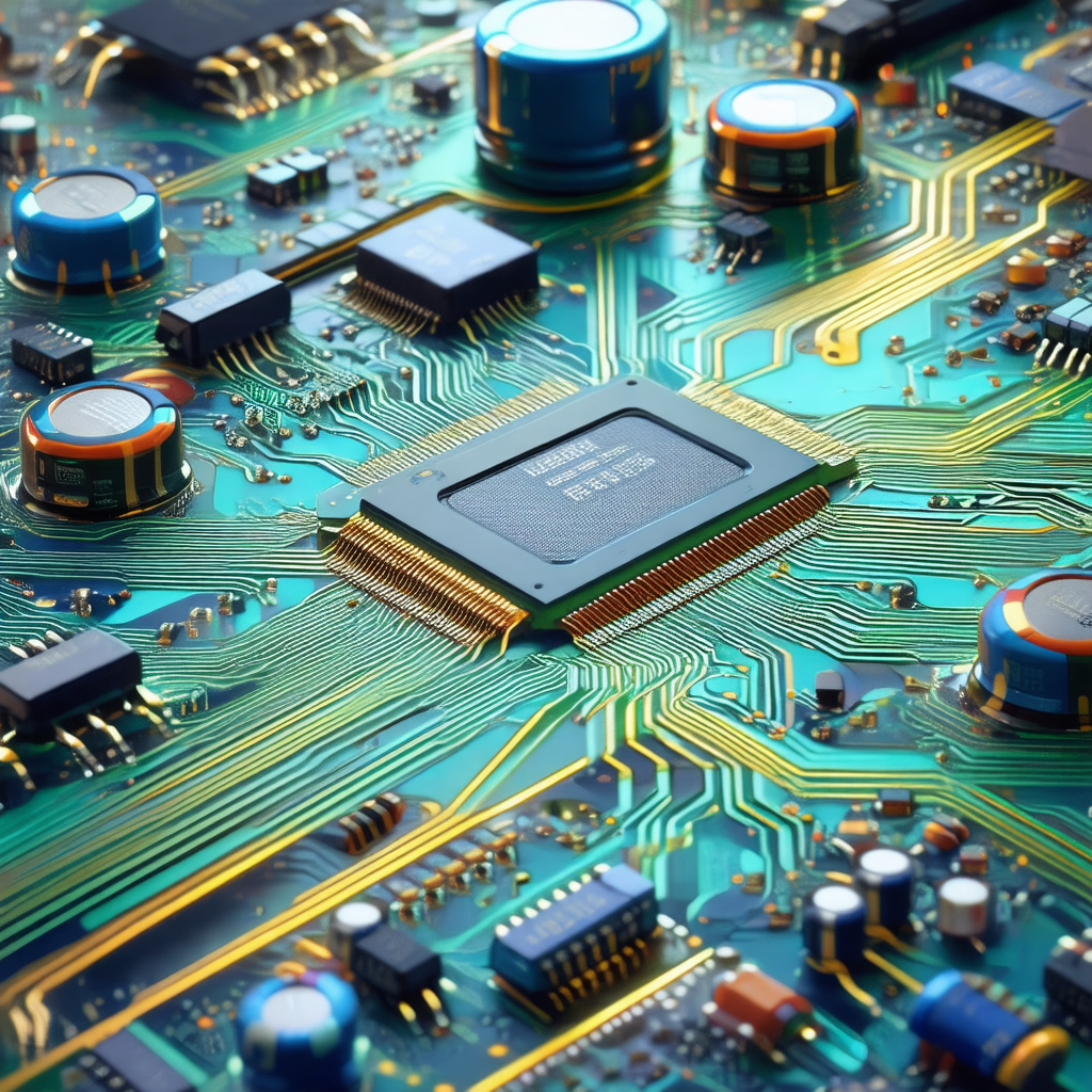 Close-up of a computer circuit board with various electro...
