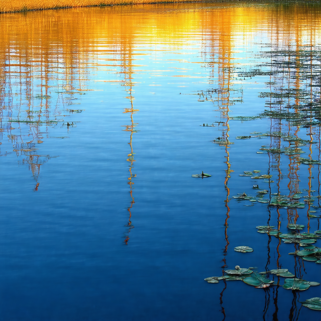 Serene lake with a few trees surrounding it