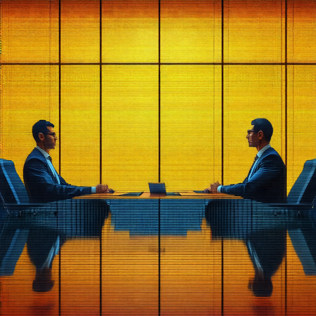 Two men sitting across from each other at a conference table
