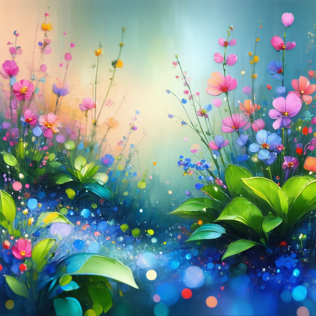Vibrant and colorful garden with a variety of flowers and...