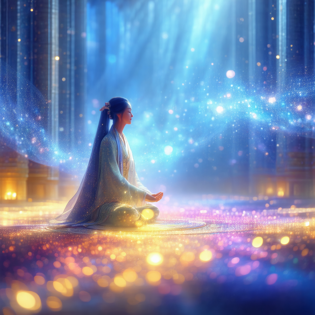Woman sitting on the ground, possibly in a meditation pose
