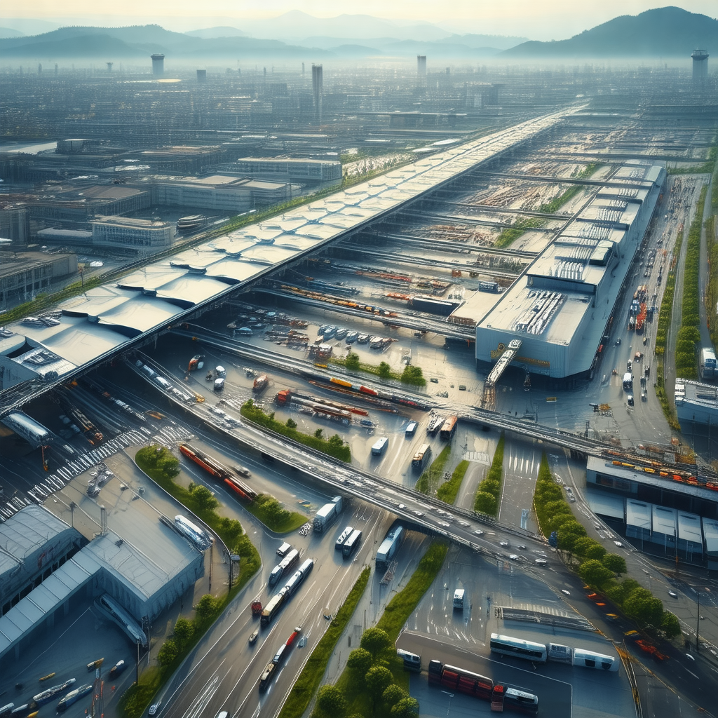 Bustling city with a large number of vehicles, including ...