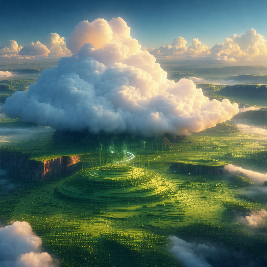 Beautifully drawn cartoon of a lush green landscape with ...