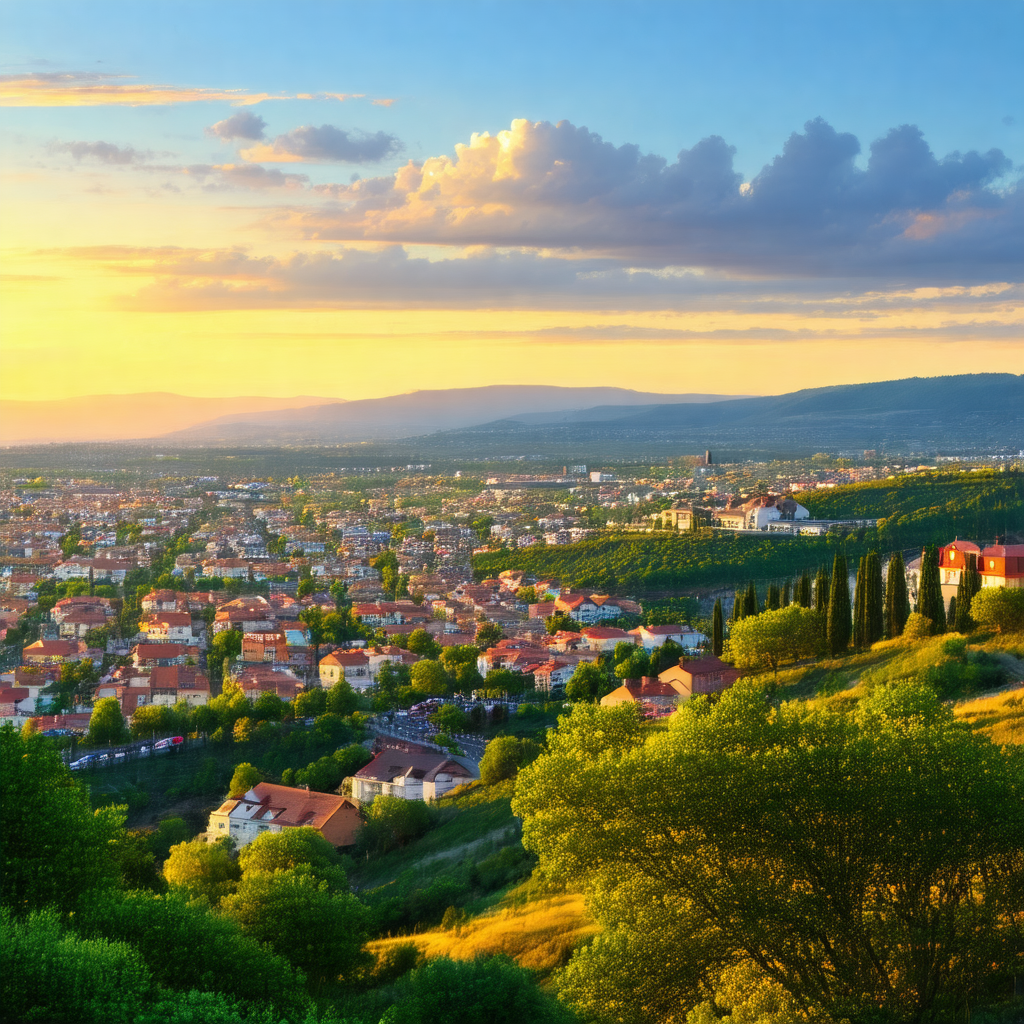 Beautiful cityscape with a large city in the background