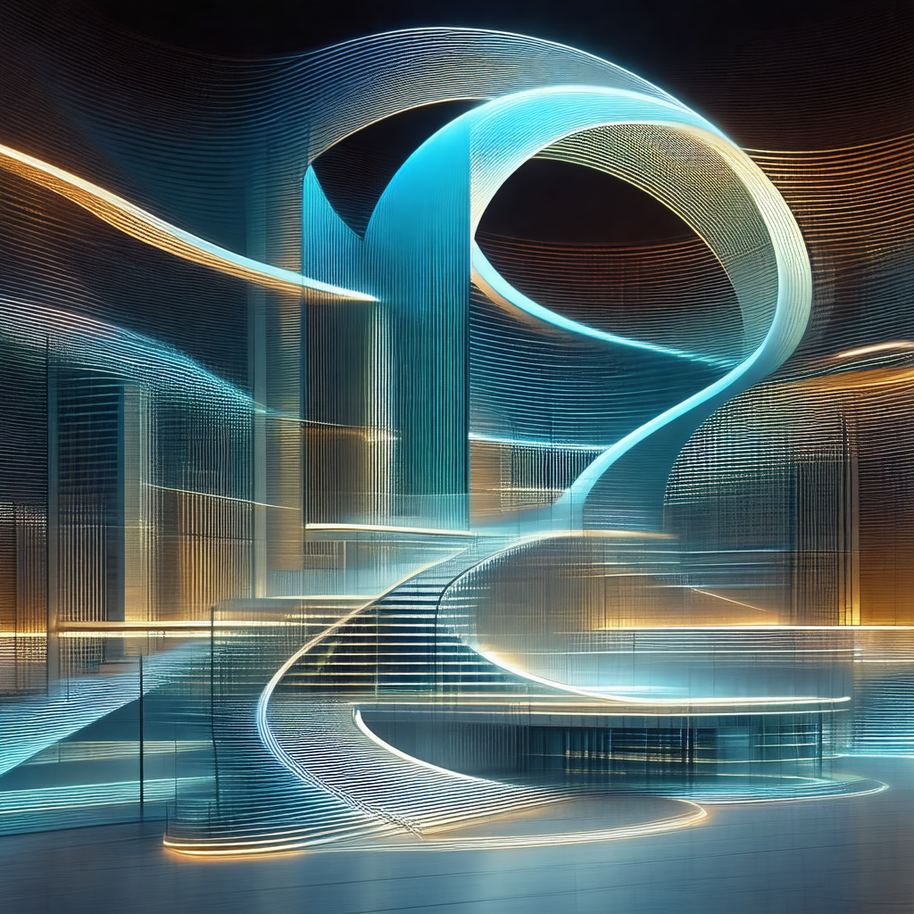 Large, curved, and blue structure that resembles a spiral...