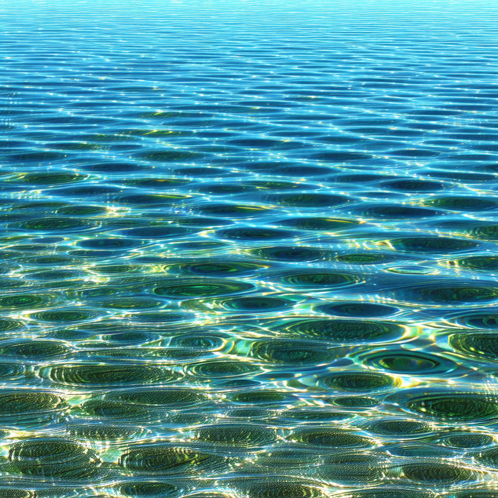 Large body of water, possibly an ocean, with a few ripple...