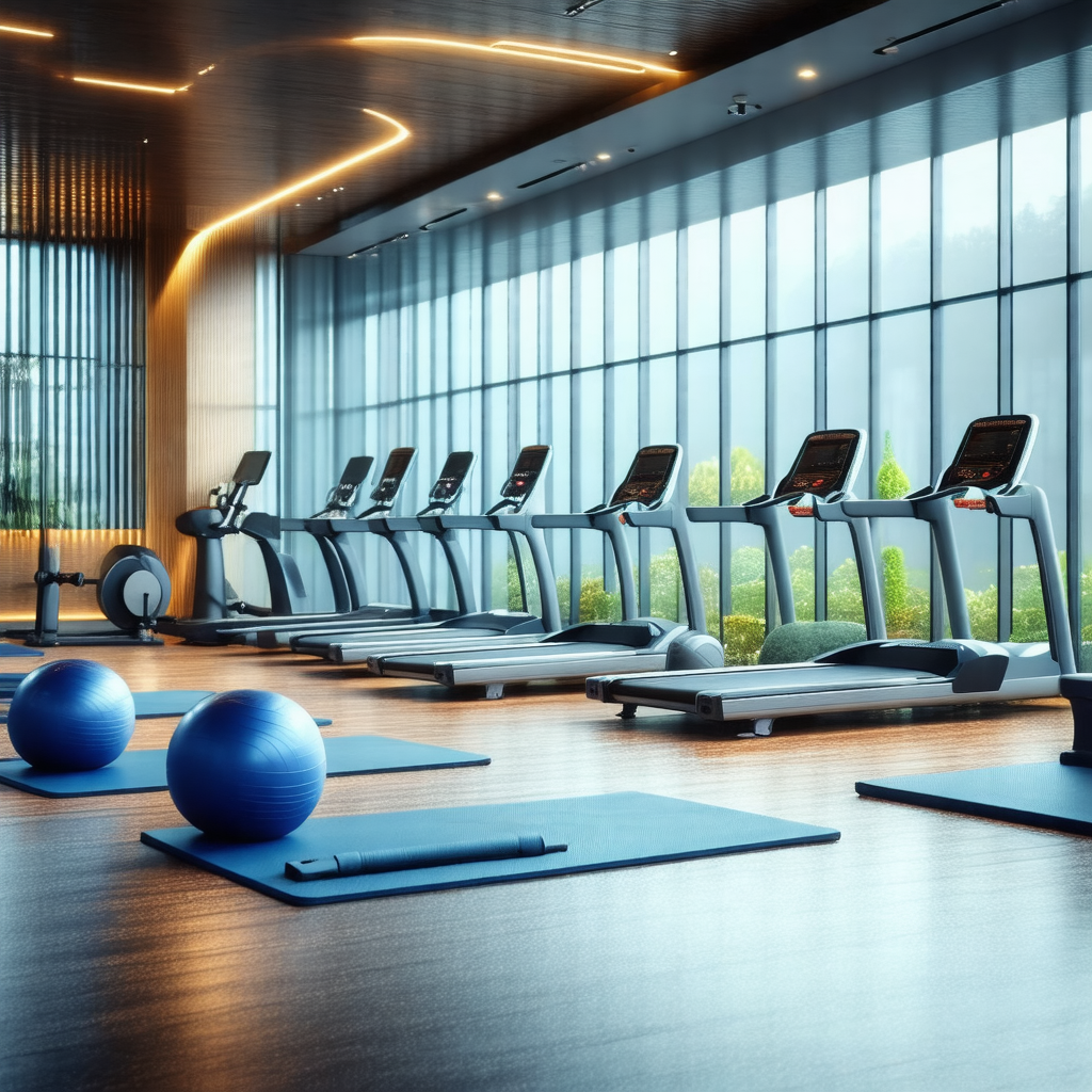 Large gym with a variety of exercise equipment