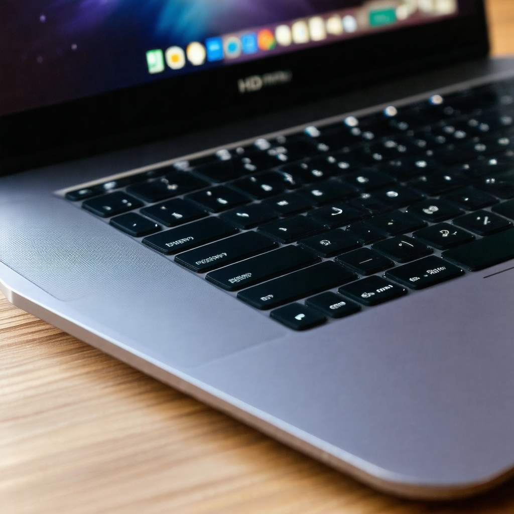Laptop computer sitting on a wooden desk