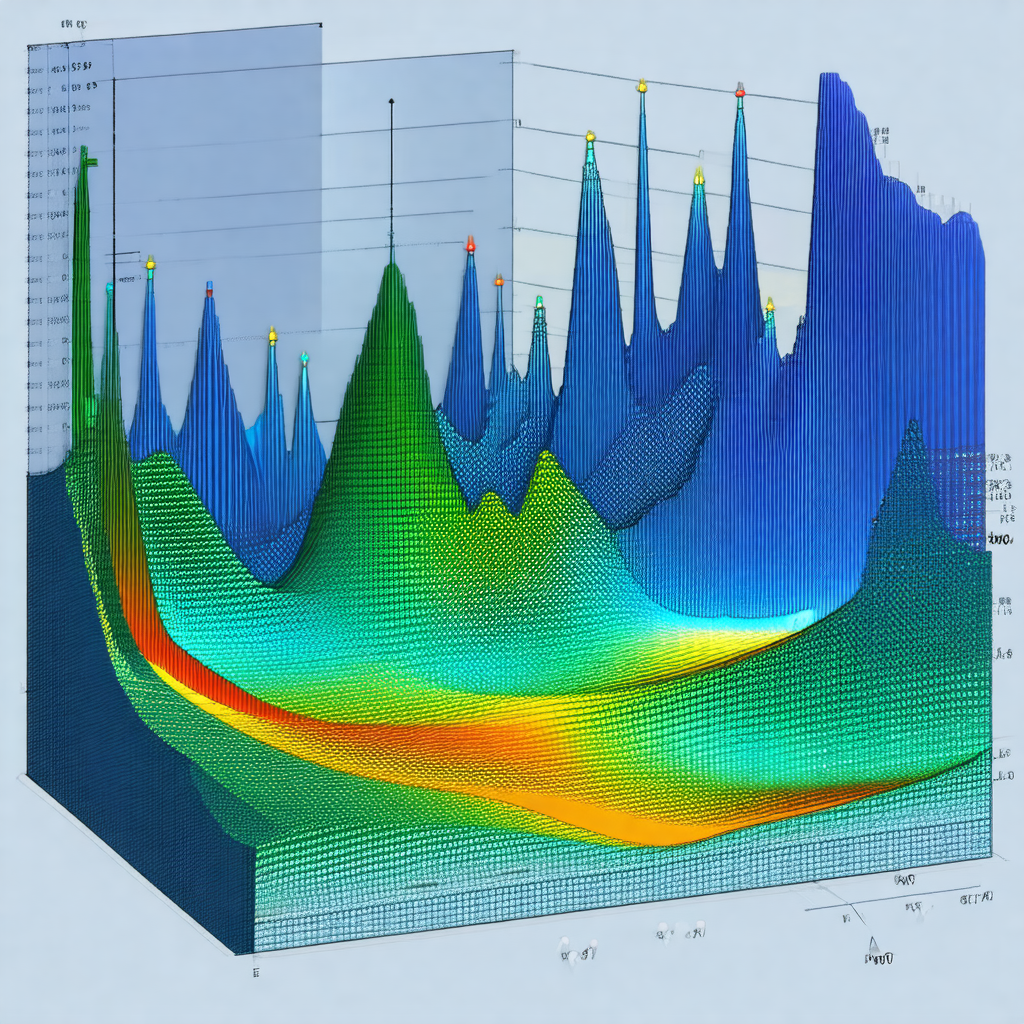 Graph with a large number of blue and green lines