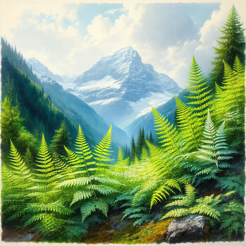 Lush green forest with a mountain range in the background