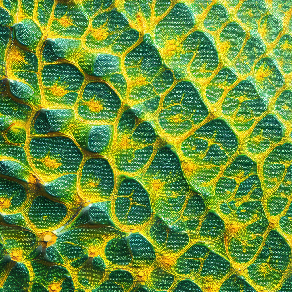 Close-up of a leaf with a yellow and green color scheme