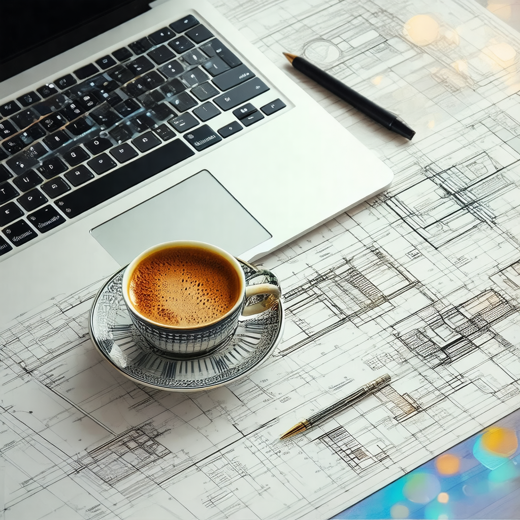 Laptop computer sitting on a desk, with a cup of coffee p...