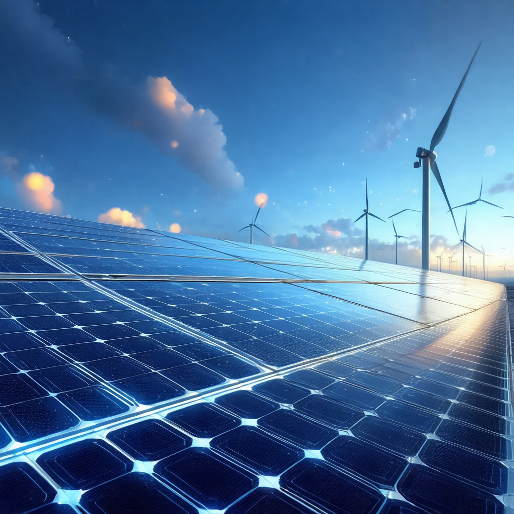 Large solar panel with a blue background, which is likely...