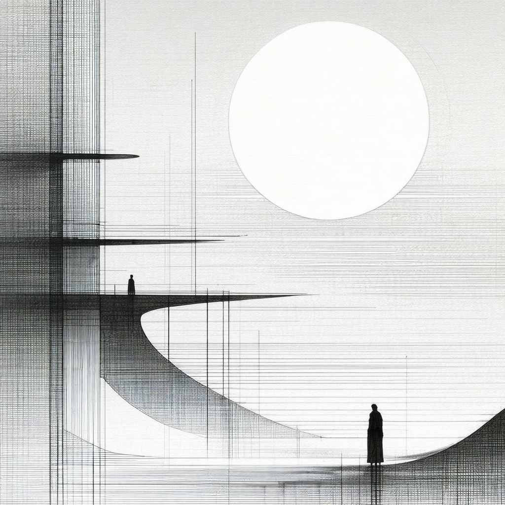 Person standing on a beach at night, with the moon in the...