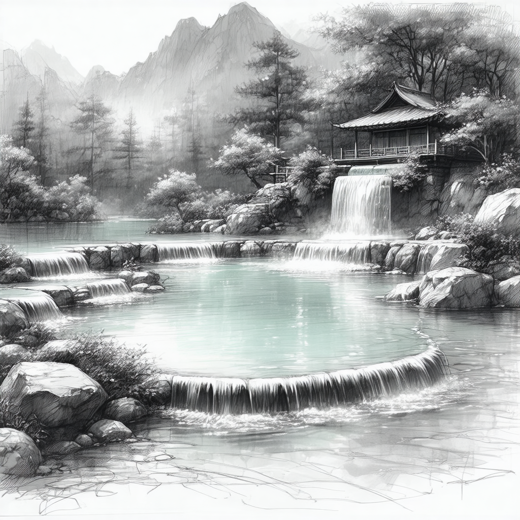 Serene scene of a waterfall surrounded by a forest