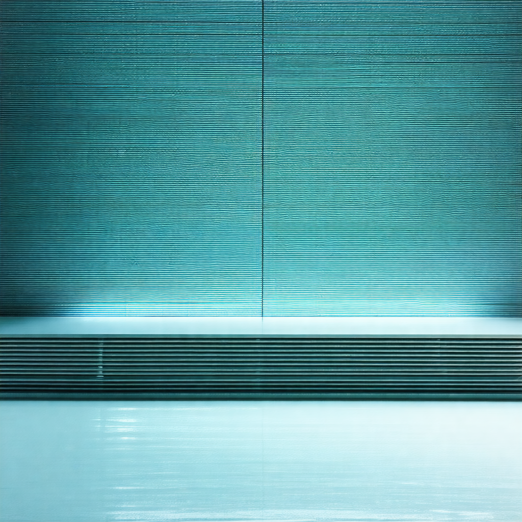 Large blue curtain hanging in front of a door