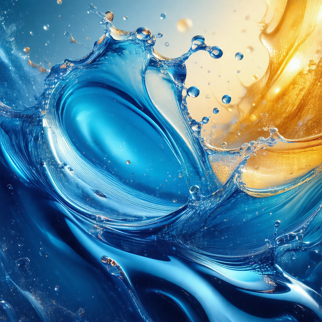Blue and yellow ocean wave, with the blue wave dominating...