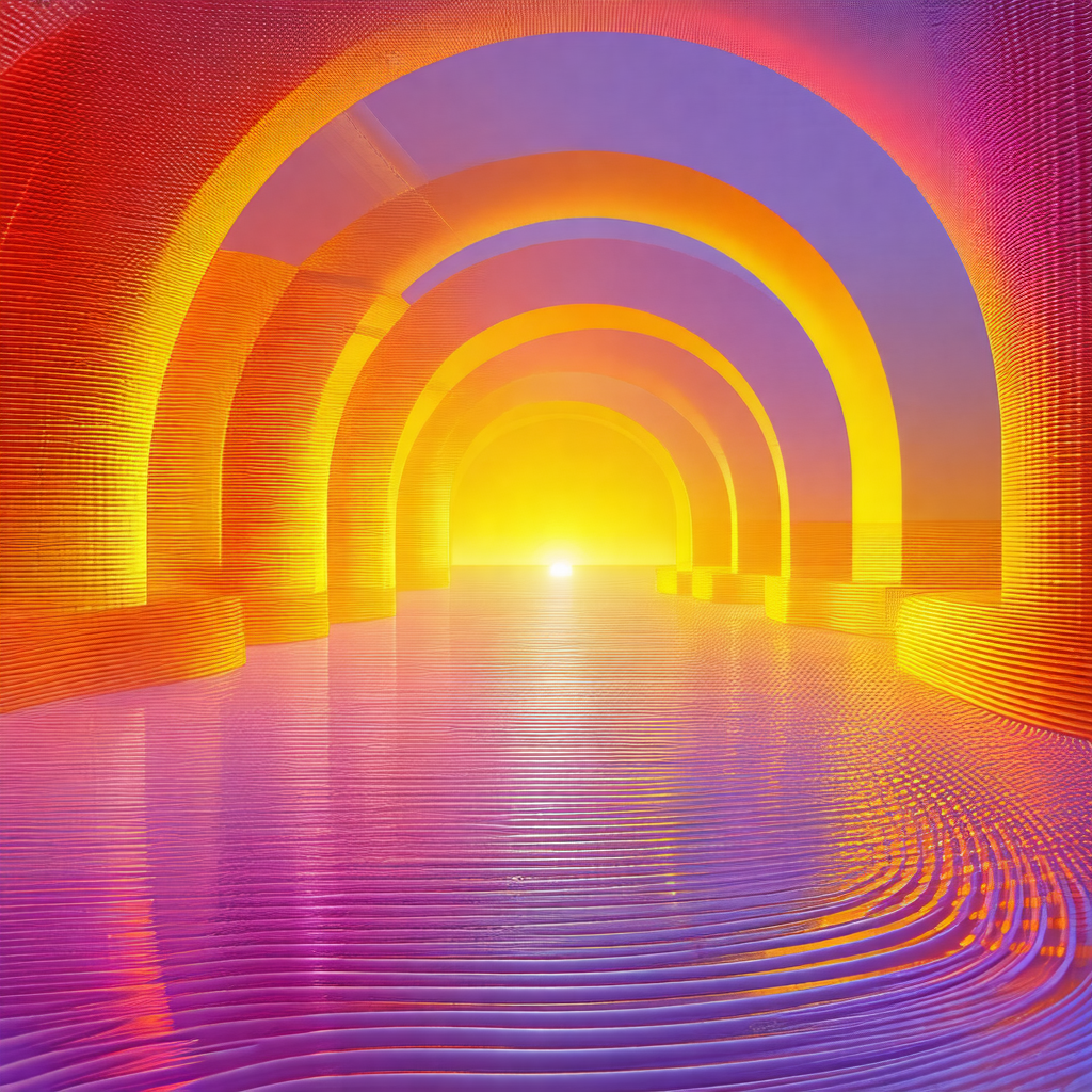 Tunnel with a bright sunlight shining through it