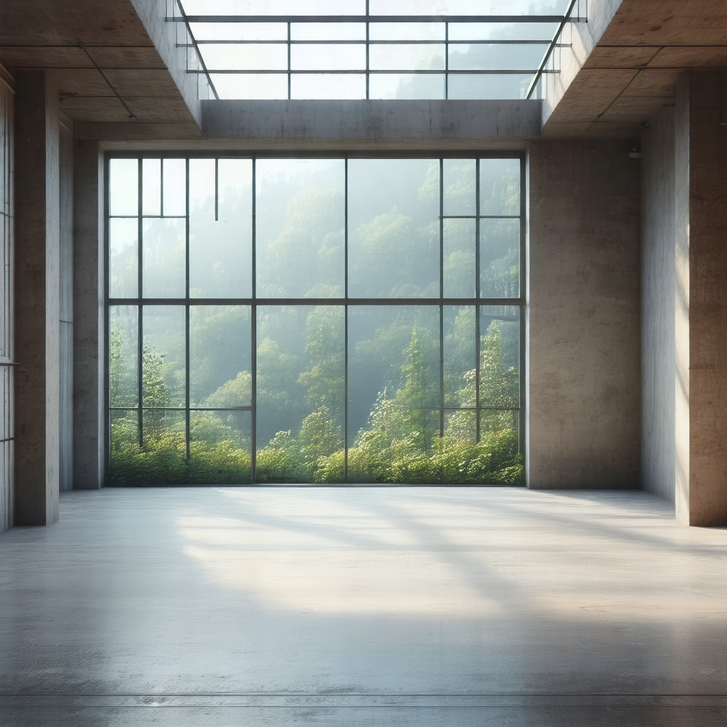 Large, open room with a large window that allows natural ...