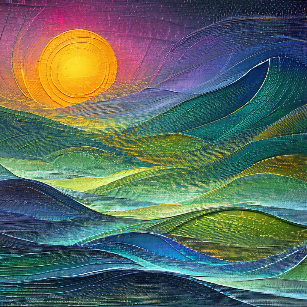 Beautiful painting of a sunset over a body of water
