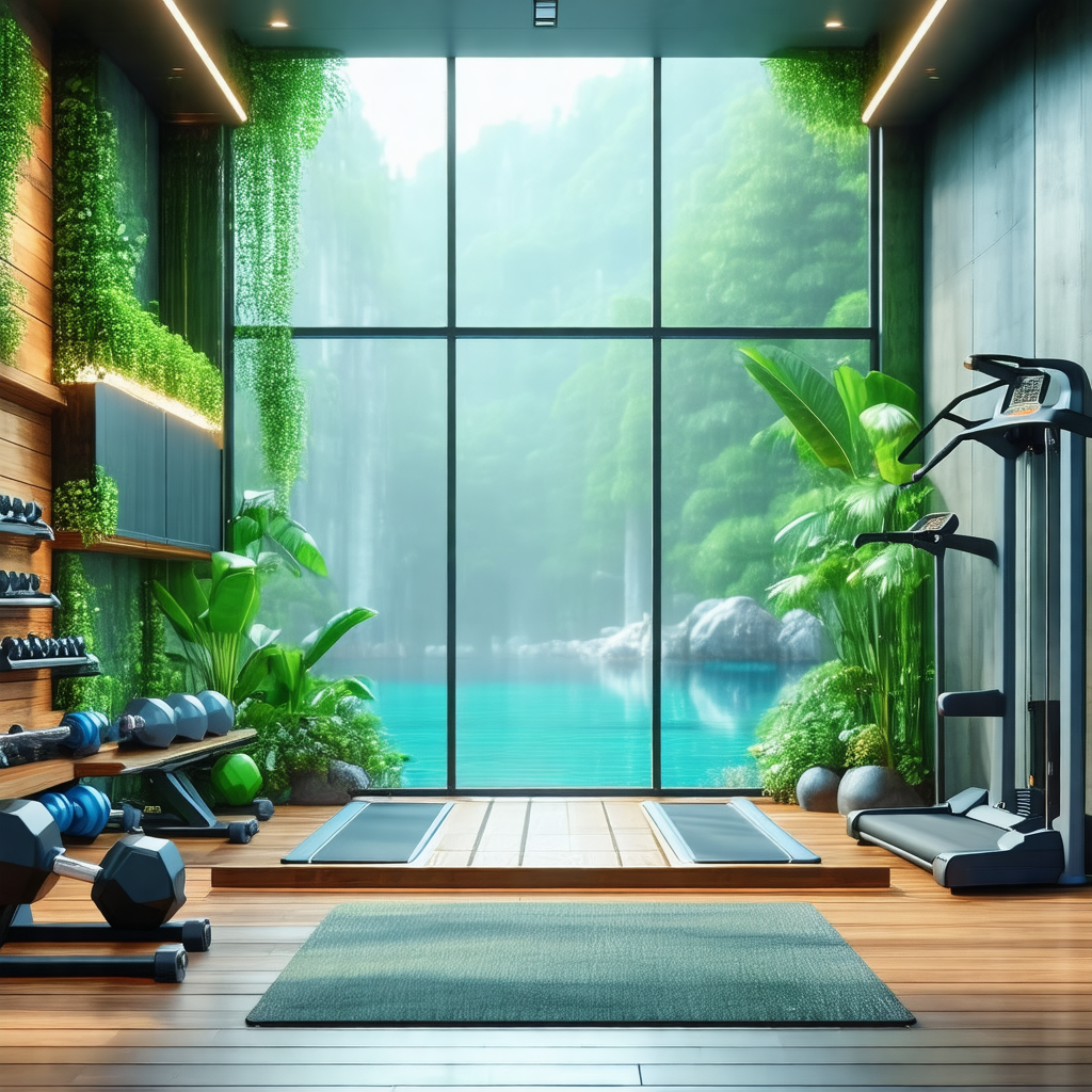 Large, well-equipped gym with a variety of exercise equip...