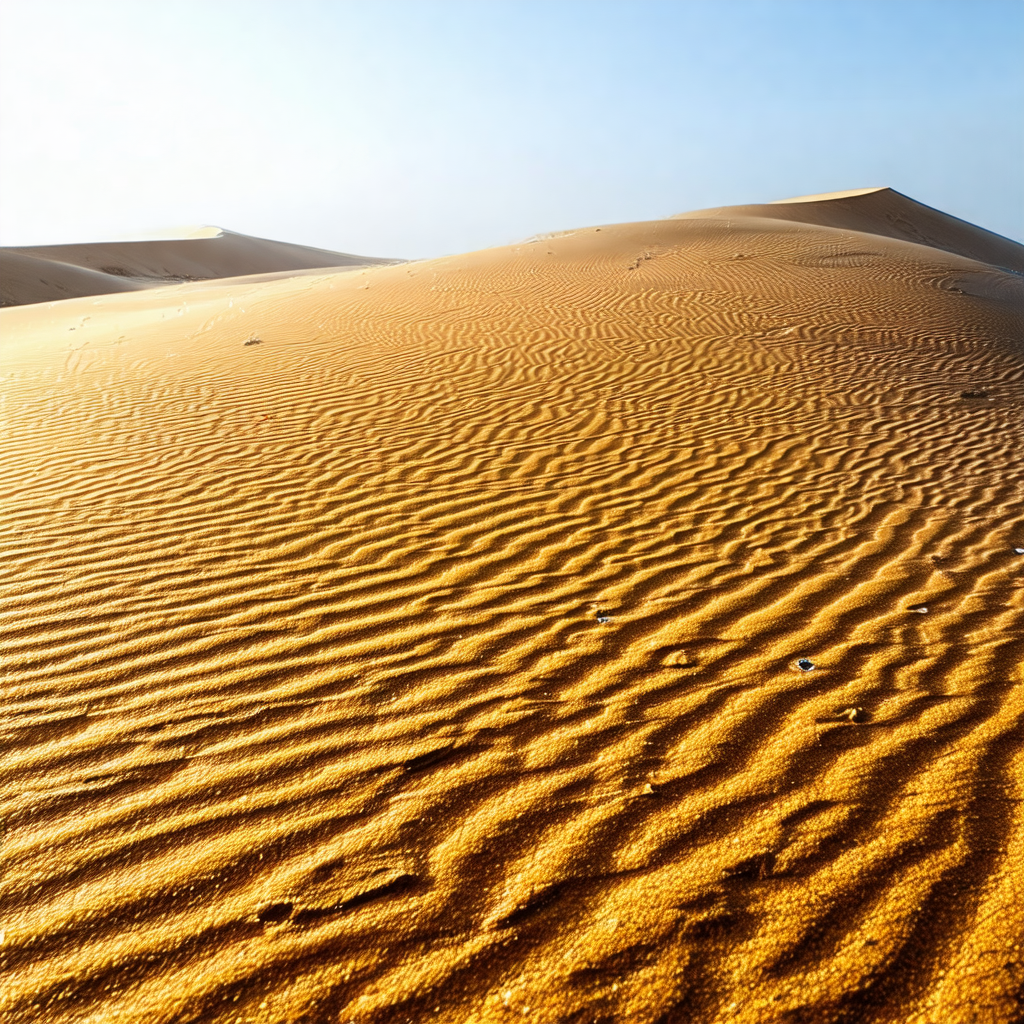 Sandy beach with a large sand dune in the foreground
