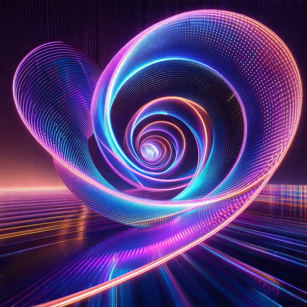 Spiral-shaped sculpture made of neon lights