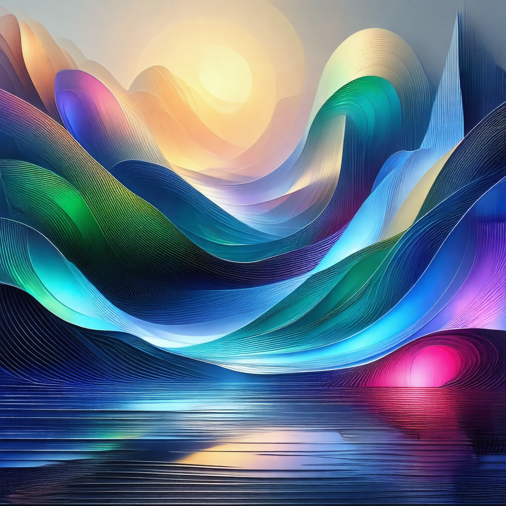 Colorful painting of a mountainous landscape