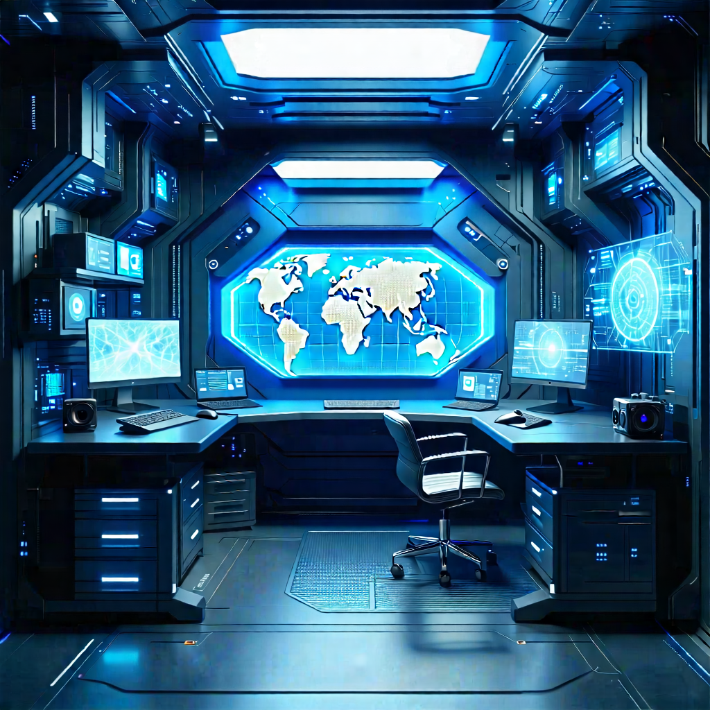 Tech Cinema 4d: (futuristic:1.16) Digital Workspace With Image, There