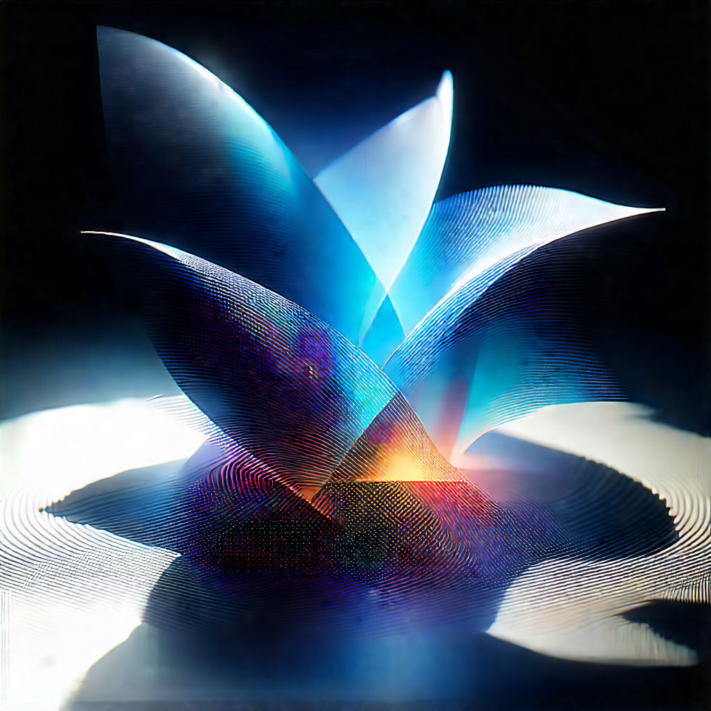 Abstract Isometric Art: Particle Movement Captured In Abstract Form With Blue White