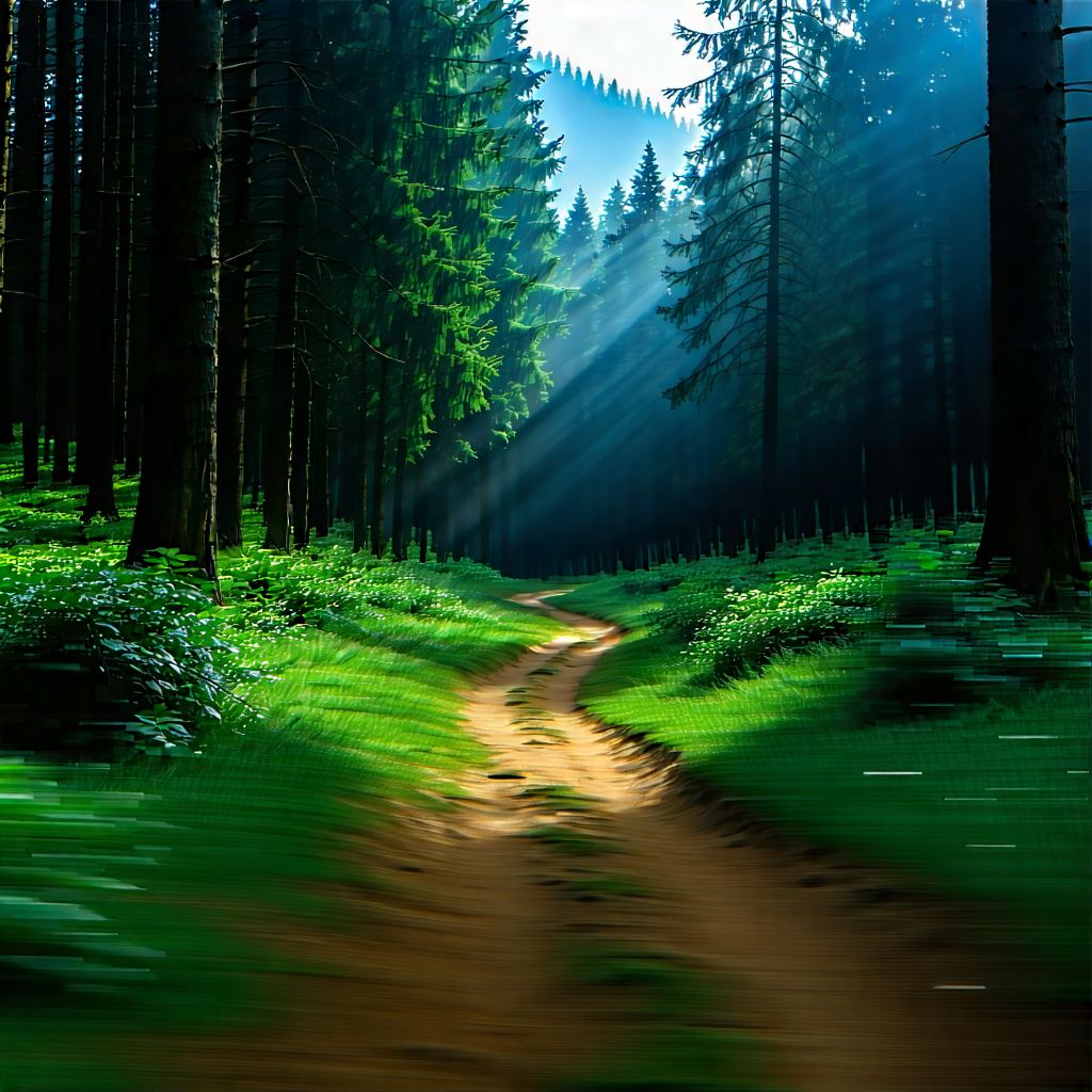 Nature 3d Render: Path Through Dense Forest With Image, There