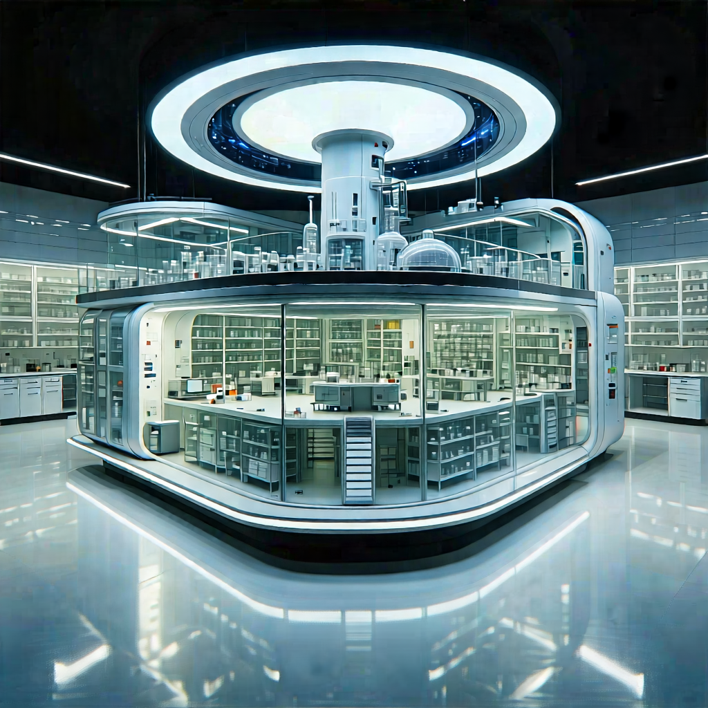 Tech Macro Photography: Futuristic Research Laboratory With Large, Modern