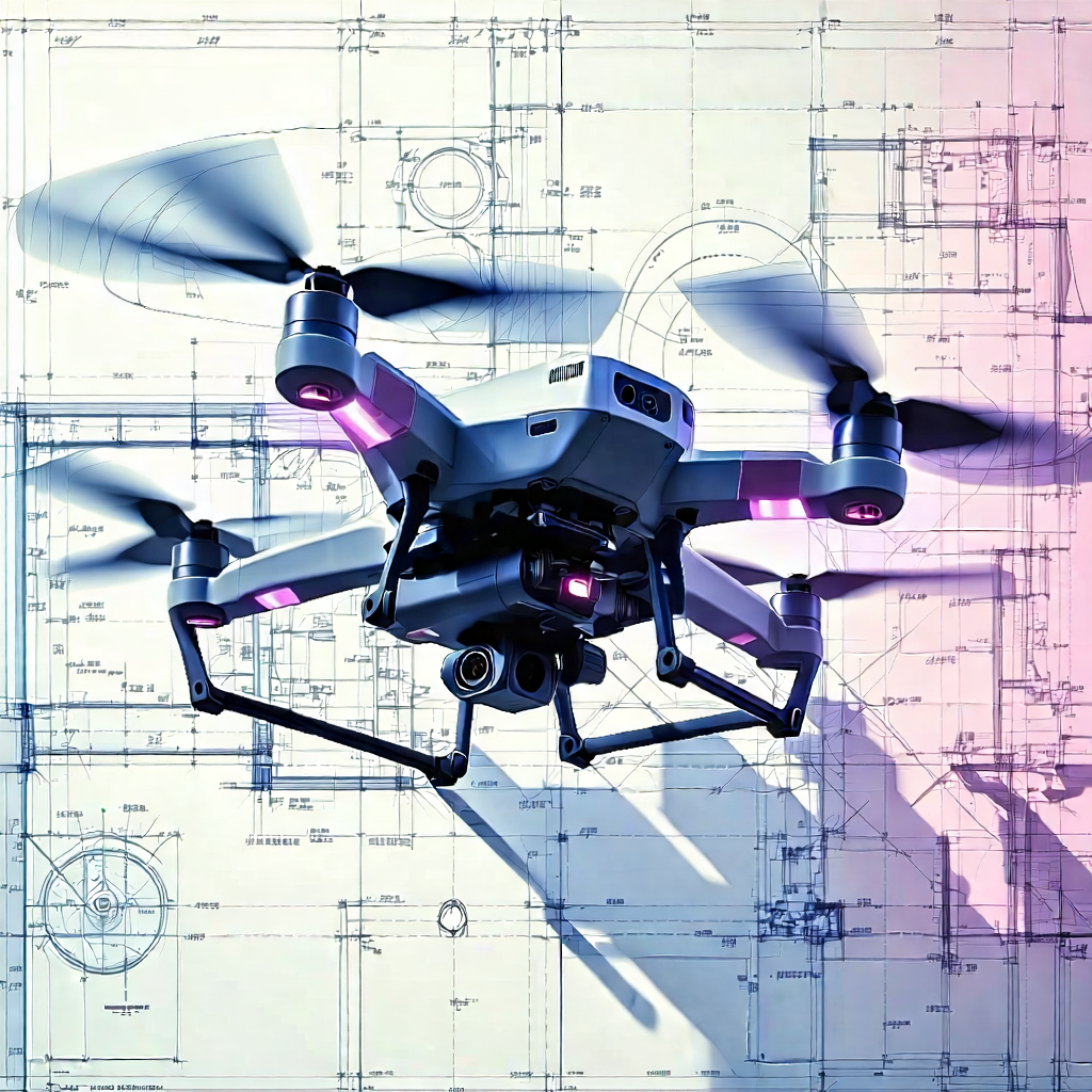 Tech Blueprint Style: Drone with (digital:1.16) artwork