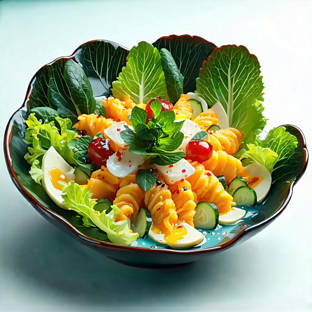 Lifestyle Acrylic Painting: Plant-based Dish Prepared With Vibrant Colors With Large Bowl