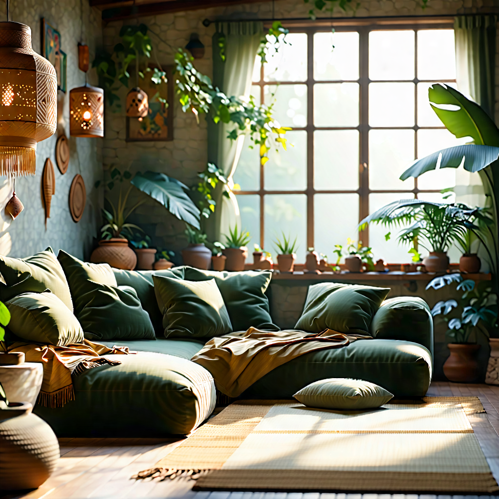 Lifestyle Blender Artwork: Cozy Living Room With Comfortable Textiles With Cozy Living