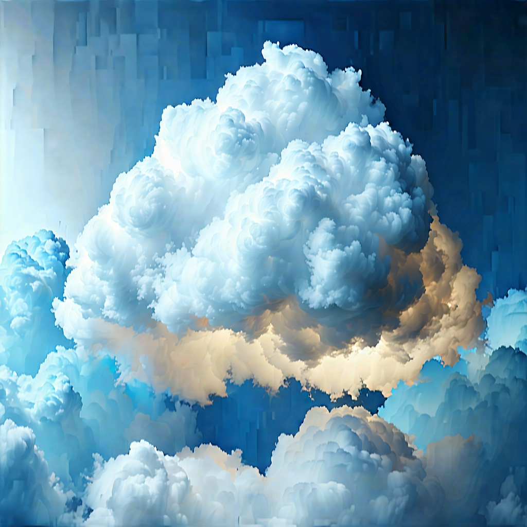 Tech Minimalist Design: (cloud:1.37) computing visualization