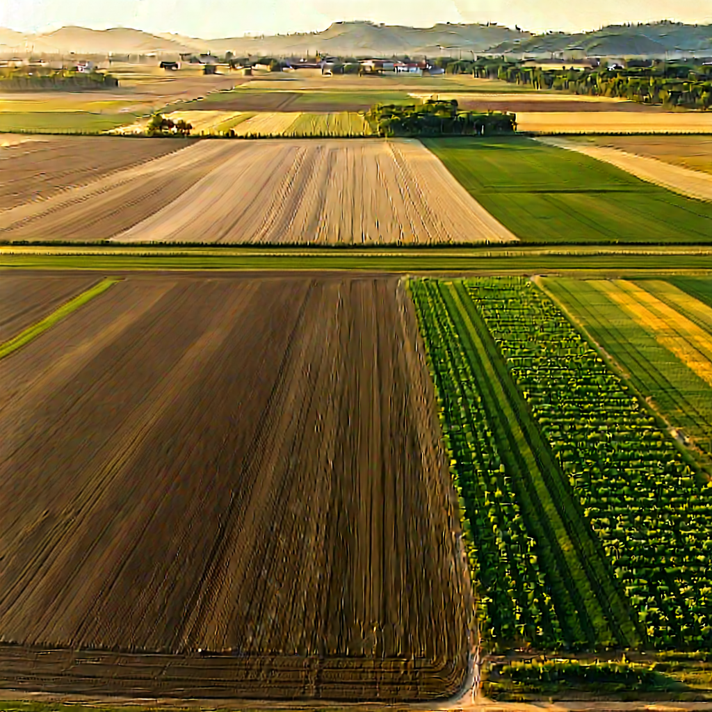 Nature Tilt-shift Photography: Aerial View Of Agricultural Fields With Large, Lush