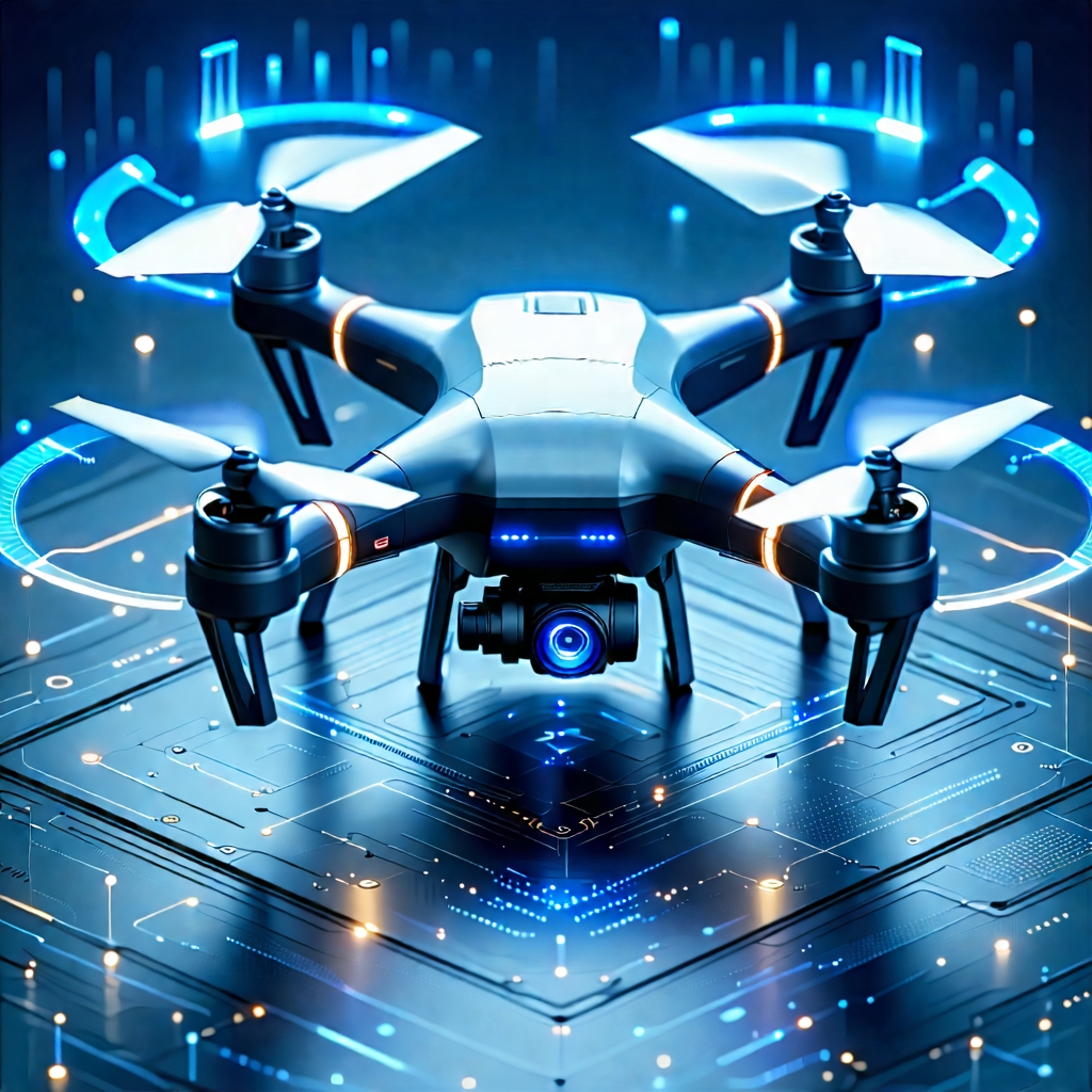 Tech Isometric Design: Drone with data visualization
