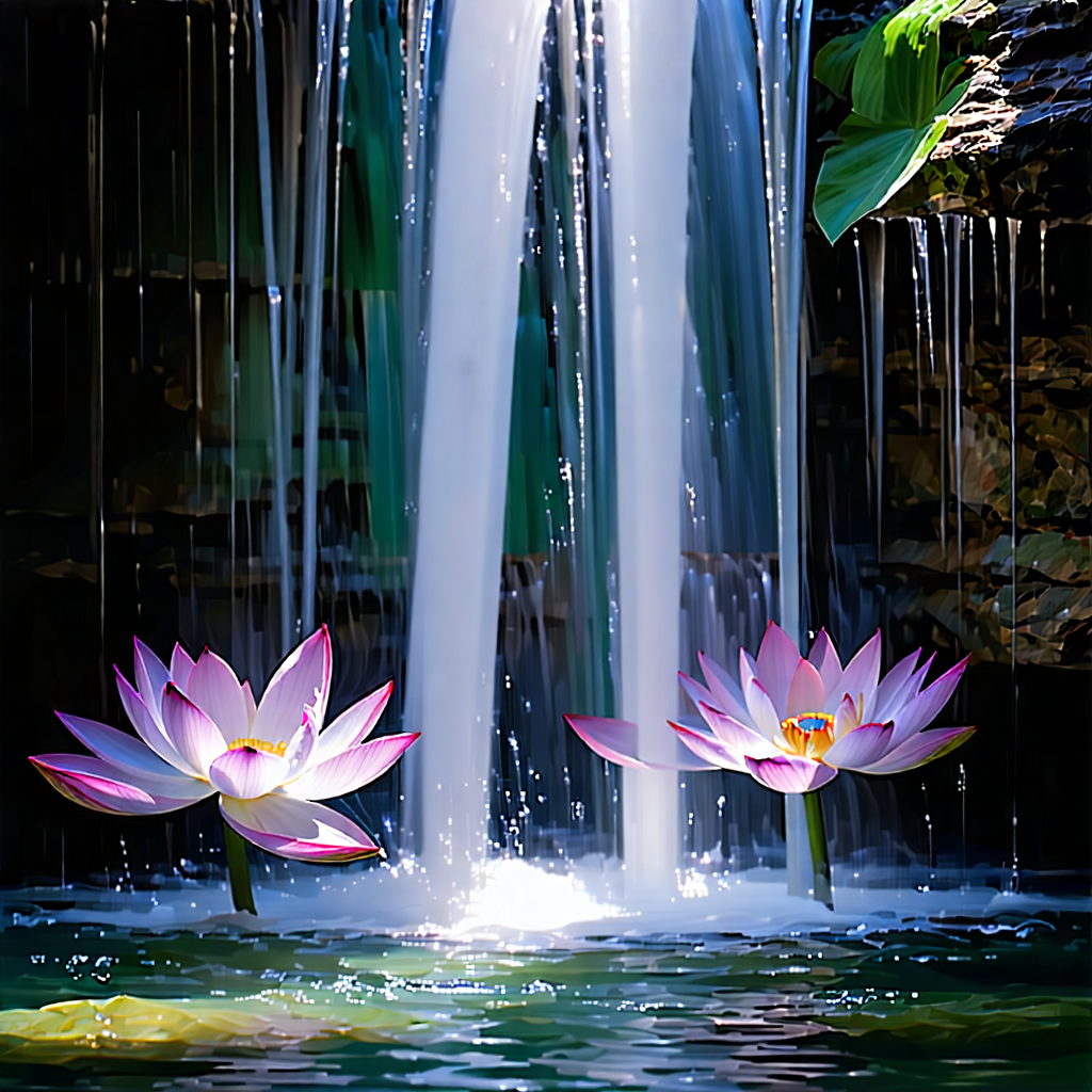 Nature Product Photography: Waterfall In Summer With Beautiful Waterfall