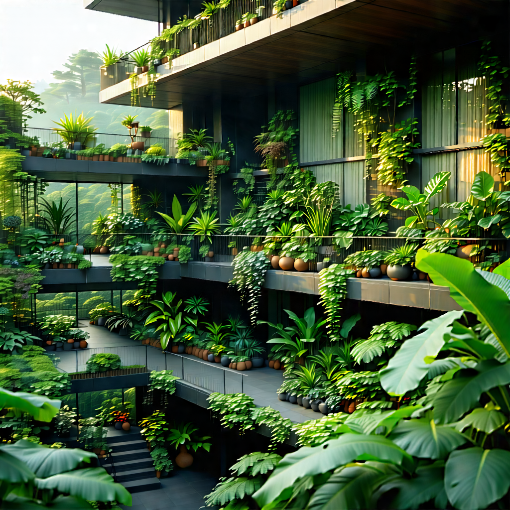 Lifestyle Aerial Photography: Balcony garden with plants and natural elements