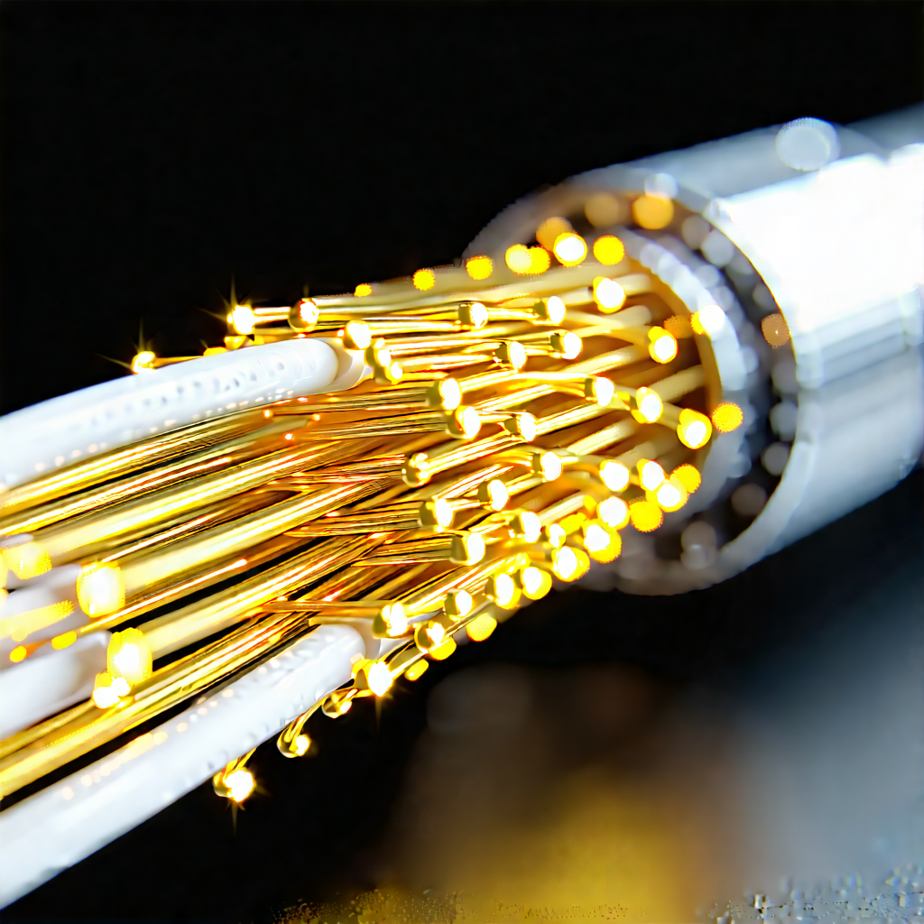 Tech 3d Render: Close-up Of Fiber Optic Cables With Close-up Large