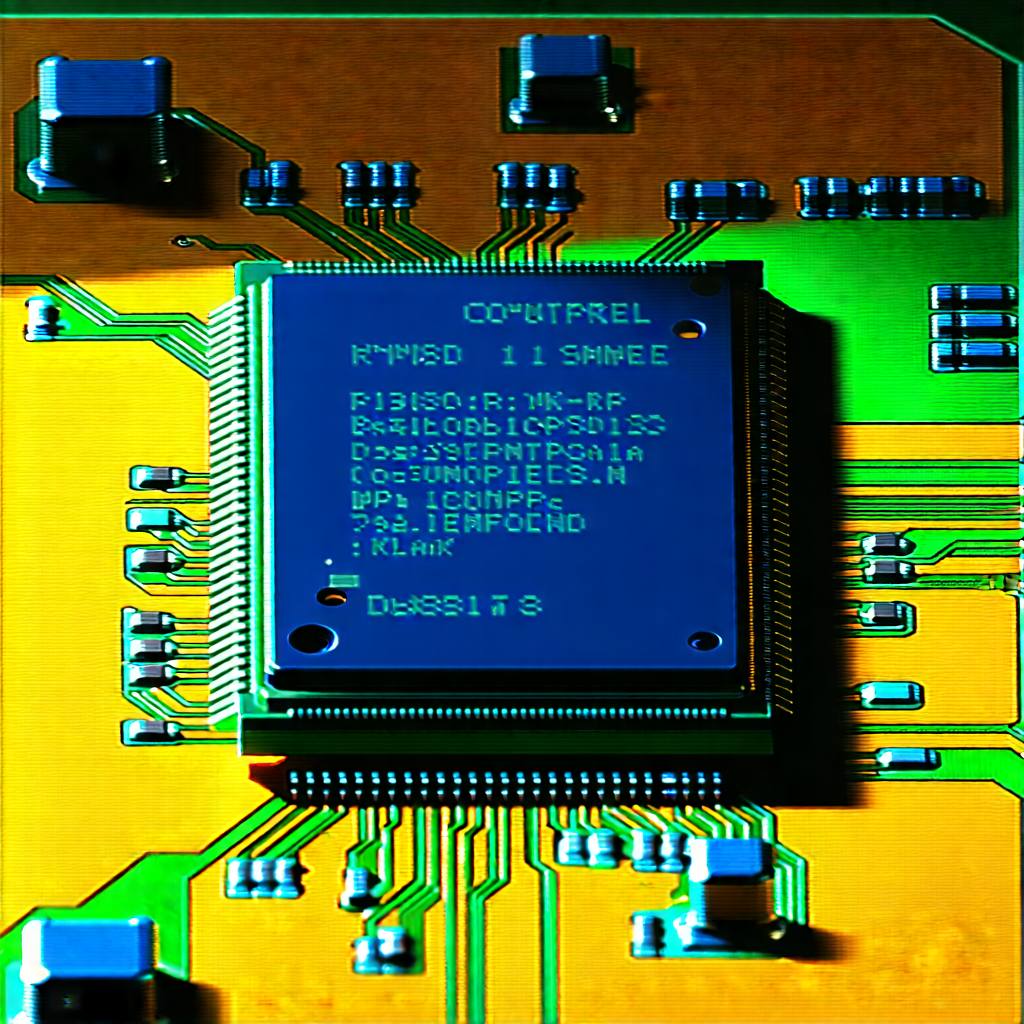 Tech Gouache Painting: Close-up of microprocessor