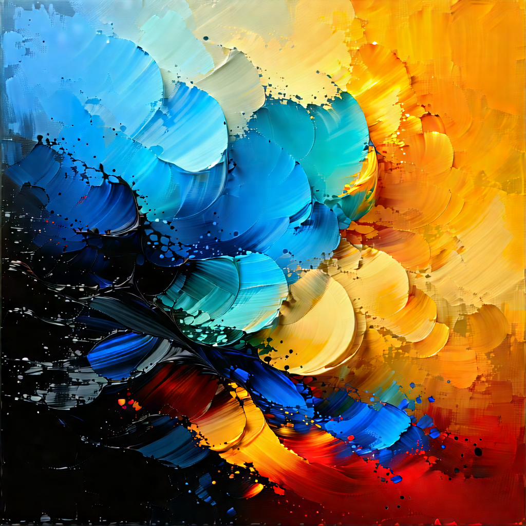 Abstract Impressionist Style: Organic Abstract With High-contrast Color Palette With Painting Colorful,