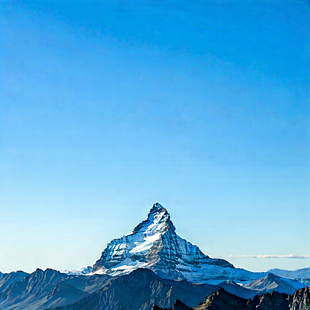 Nature Minimalist Design: Clear Sky Over Mountain Peak With Majestic Mountain