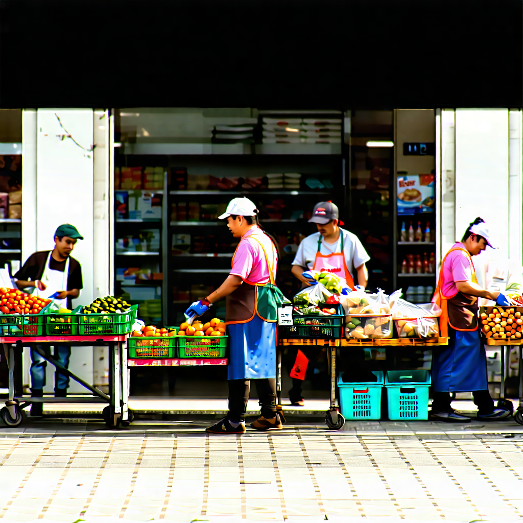 Urban Advertising Photography: Urban street with street vendors