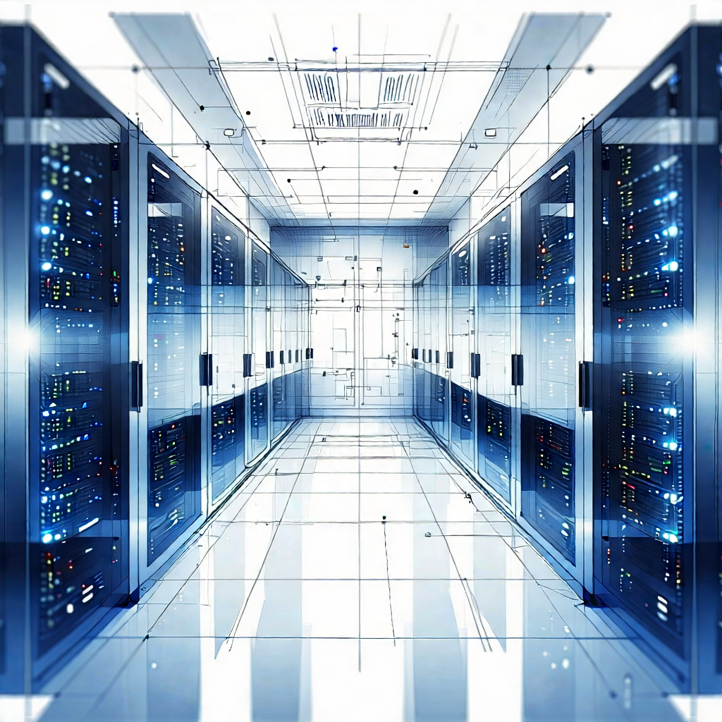Tech Pencil Sketch: (futuristic:1.11) server room