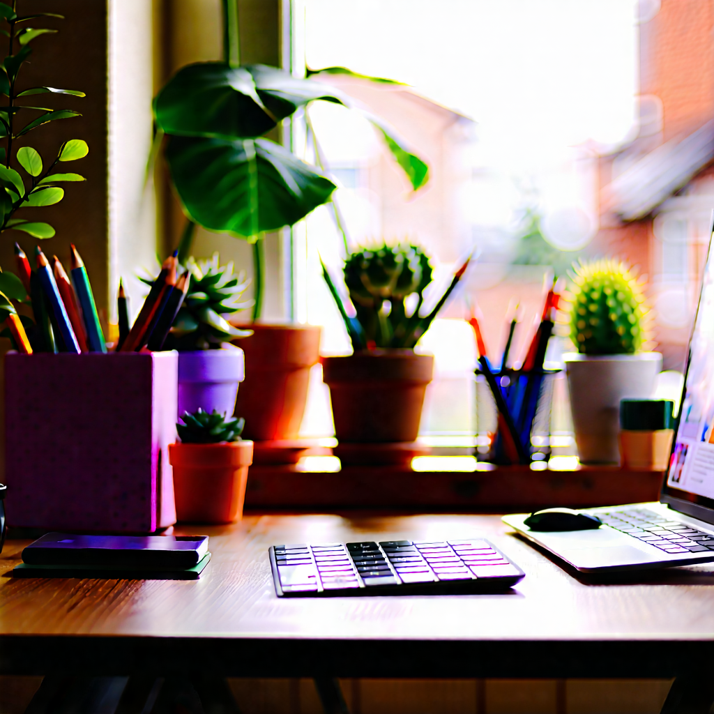 Lifestyle Stock Photography: Home office with plants and natural elements