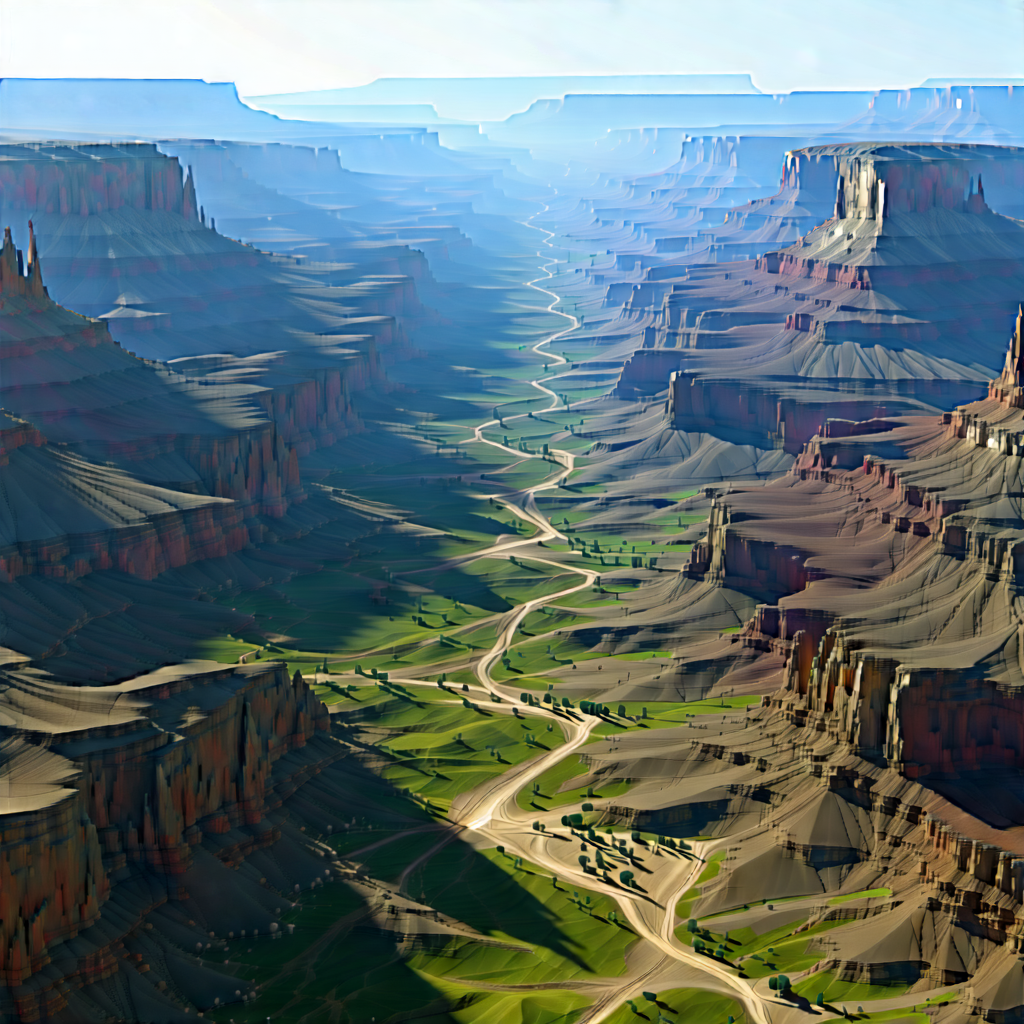 Nature Low Poly: Aerial View Of Canyon System With Computer-generated, Representation