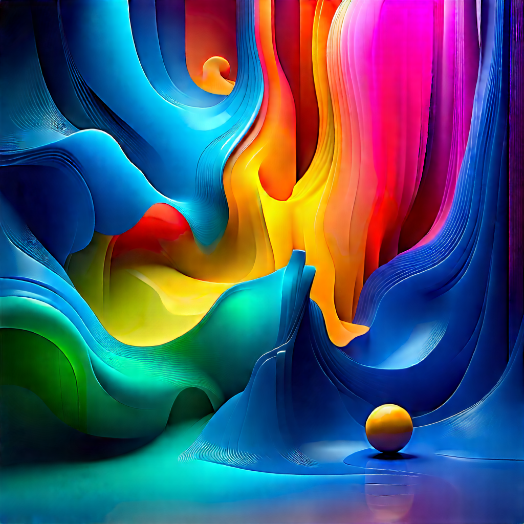 Abstract Brutalist Design: Fluid Abstract With Vibrant Color Palette With Image, There
