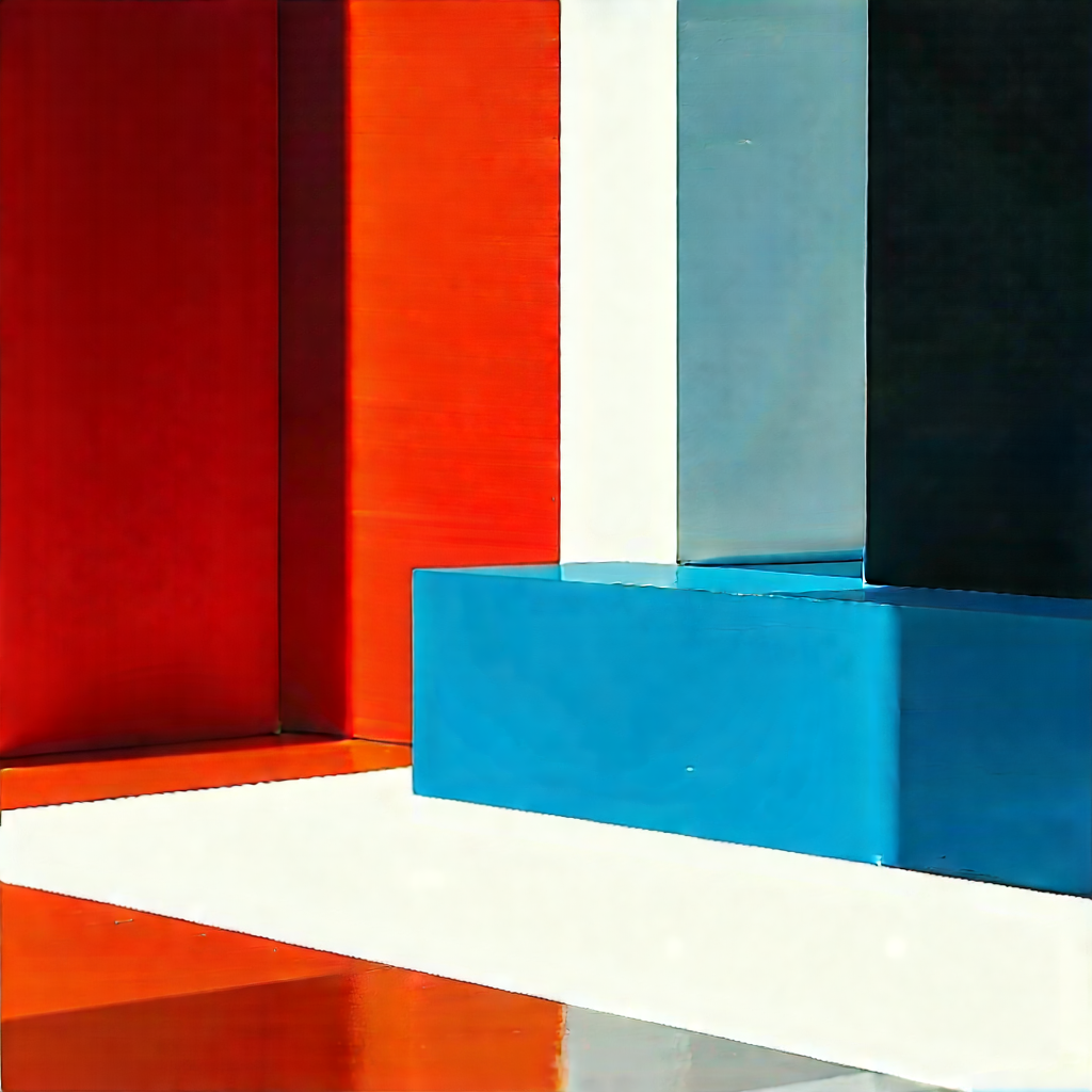 Abstract Lithograph: Minimalist composition with color block